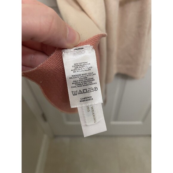 LOFT NWT Cream Salmon Reversible Belted Poncho Sweater Women’s  XS Small - Picture 4 of 7